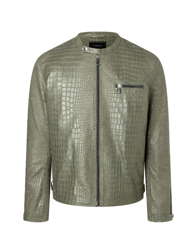 Fearless Biker Jacket (Men) Grey Green Crocodile